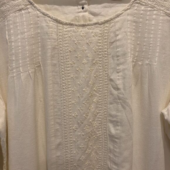 Ruff Hewn Women's Ivory White Cream Embroidered Top Large Cottagecore - Picture 5 of 9